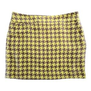 The Limited‎ Yellow Brown Houndstooth Straight Preppy Style Skirt Woman's 10